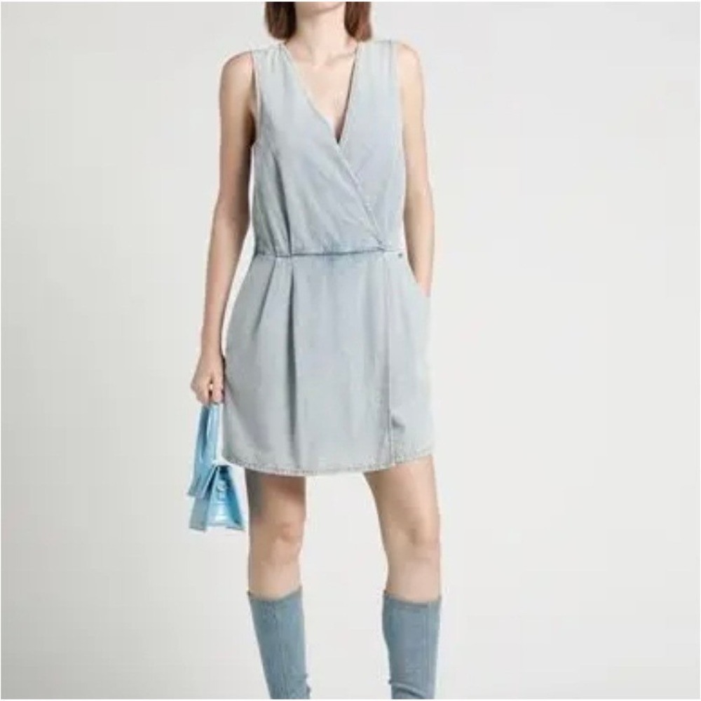 Armani Exchange Cotton Skort Romper Blue Size 14 Wrap Front Sleeveless